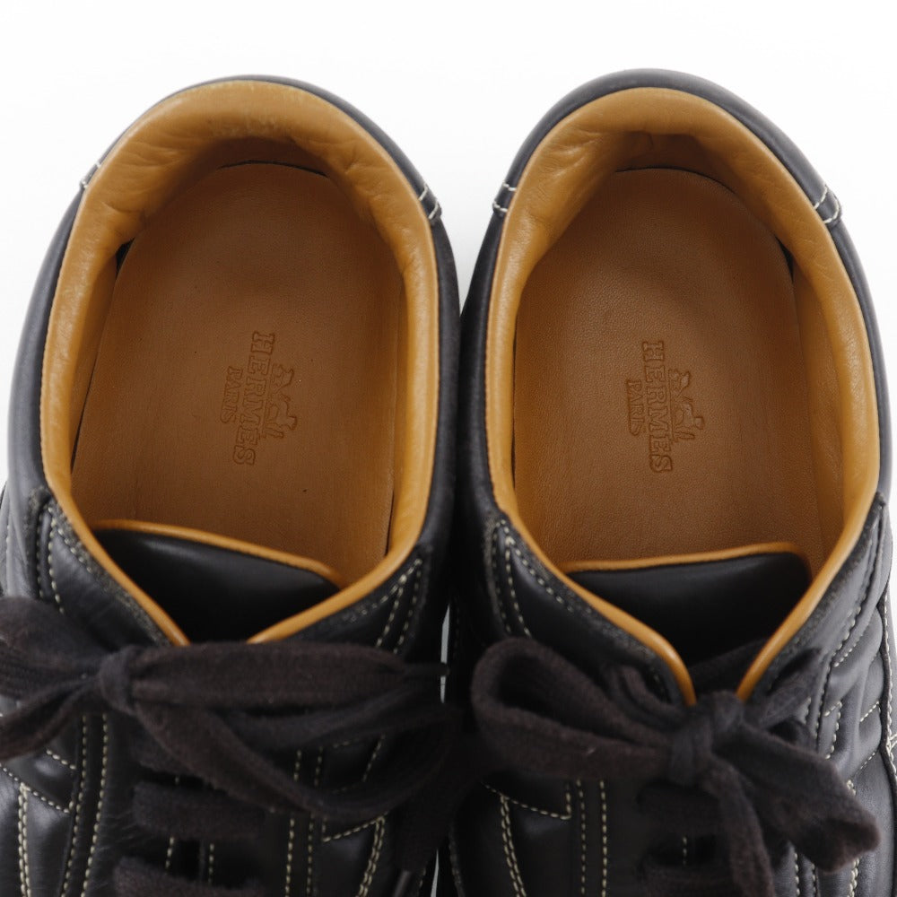 HERMES sneakers leather black quick mens 41 Used Authentic