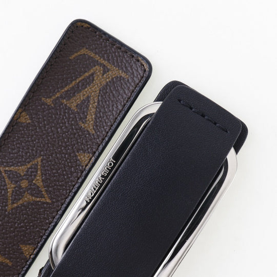 LOUIS VUITTON belt MP022 Monogram canvas Brown Saintur mens 90 Used Authentic