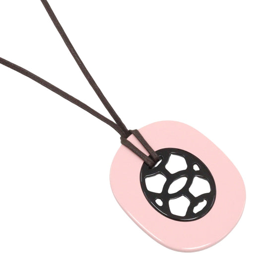 HERMES Necklace Buffalo horn Pink/Brown Lift GM Women Used Authentic