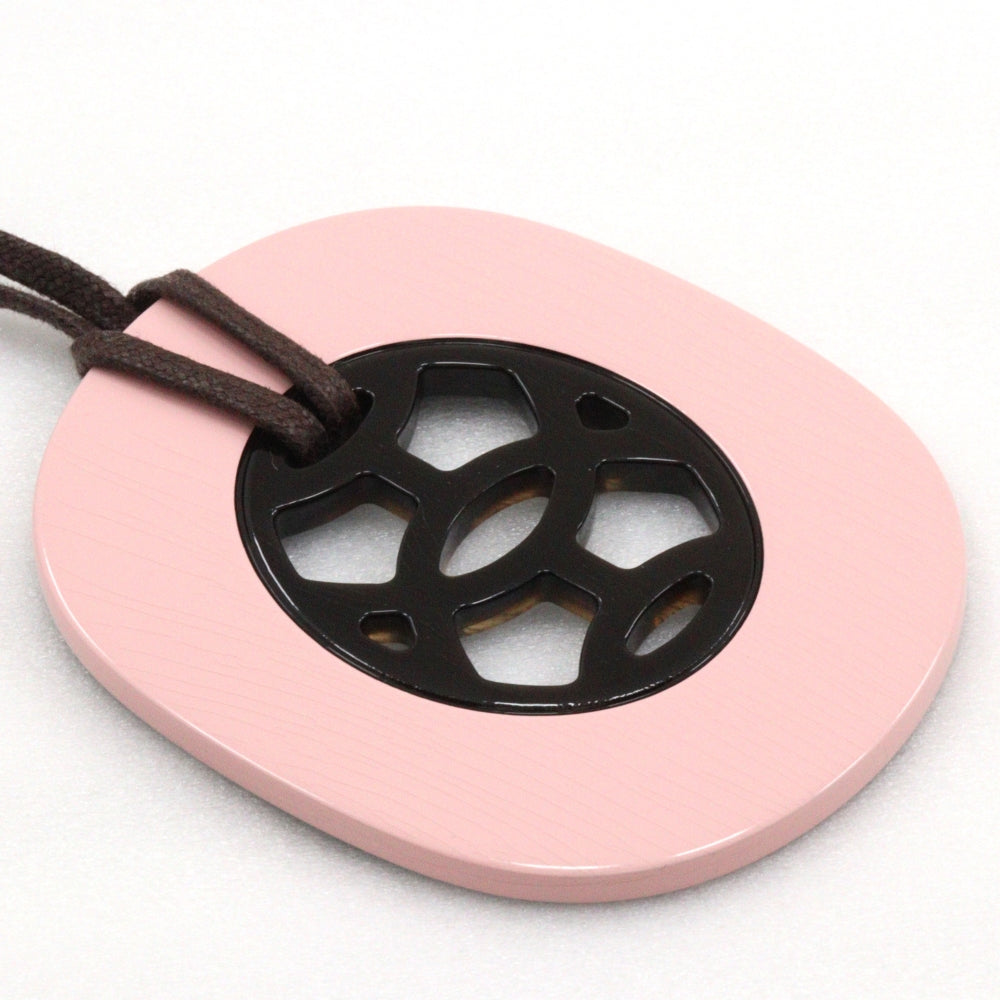 HERMES Necklace Buffalo horn Pink/Brown Lift GM Women Used Authentic