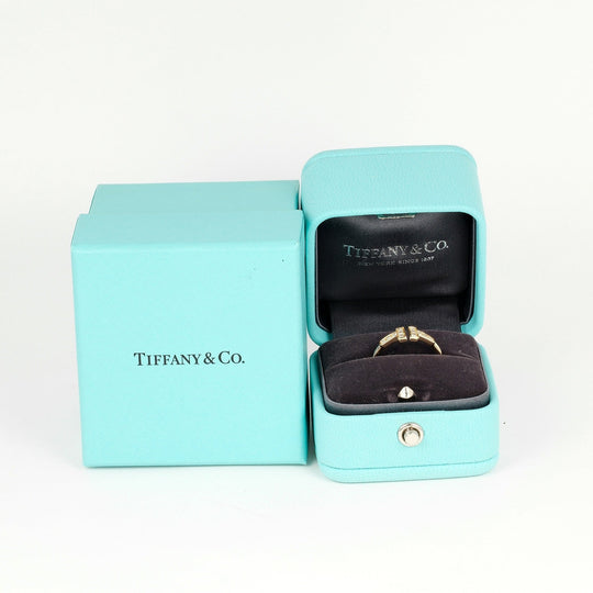 TIFFANY&Co. Ring K18 Yellow Gold, Diamond gold T wire Women Used Authentic
