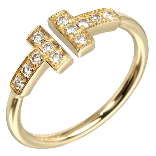 TIFFANY&Co. Ring K18 Yellow Gold, Diamond gold T wire Women Used Authentic