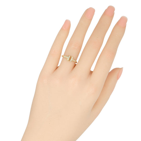 TIFFANY&Co. Ring K18 Yellow Gold, Diamond gold T wire Women Used Authentic