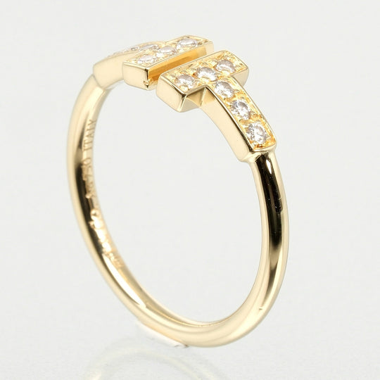 TIFFANY&Co. Ring K18 Yellow Gold, Diamond gold T wire Women Used Authentic