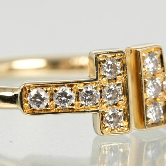 TIFFANY&Co. Ring K18 Yellow Gold, Diamond gold T wire Women Used Authentic
