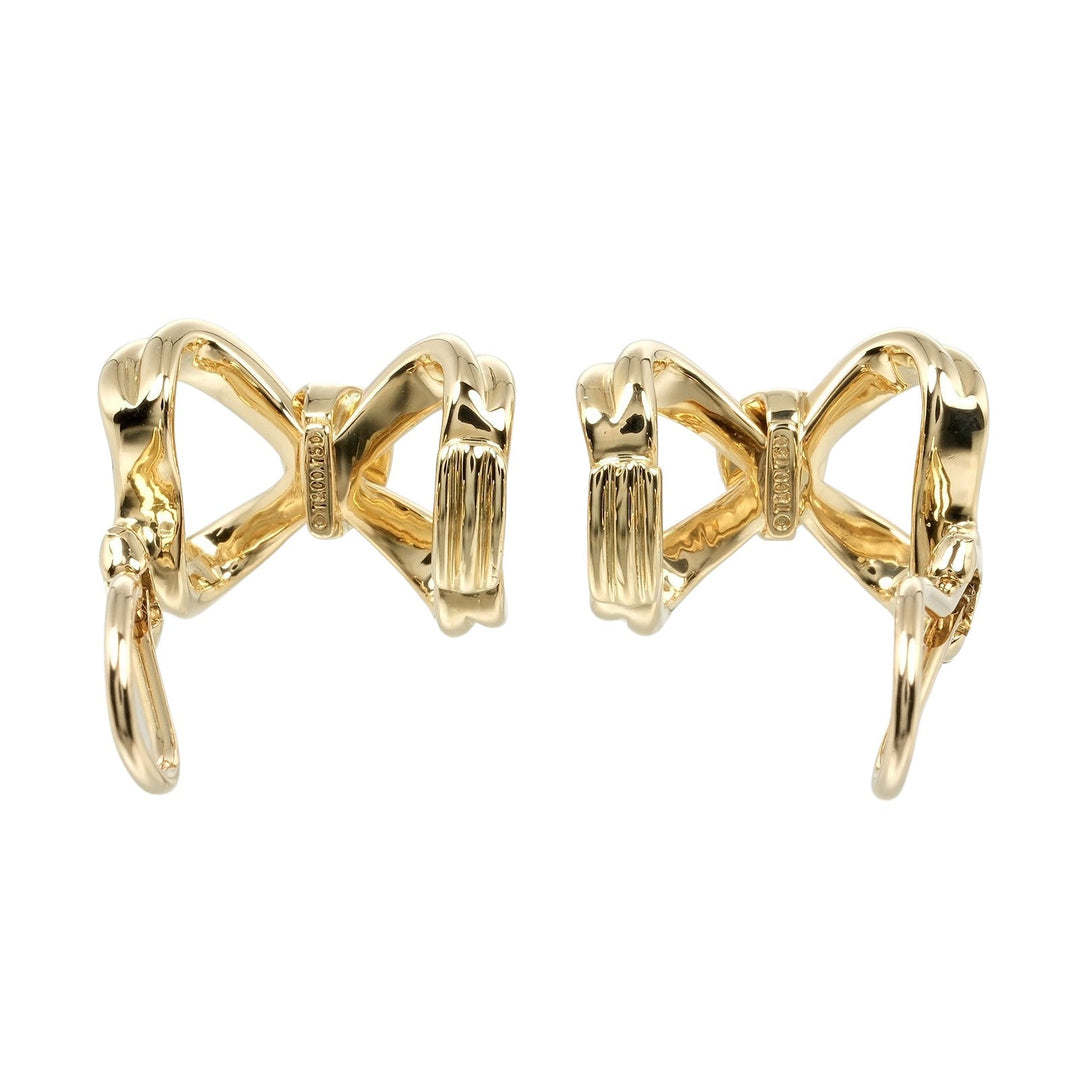 TIFFANY&Co. Earring K18 yellow gold gold vintage ribbon Women Used Authentic
