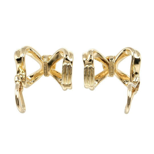 TIFFANY&Co. Earring K18 yellow gold gold vintage ribbon Women Used Authentic