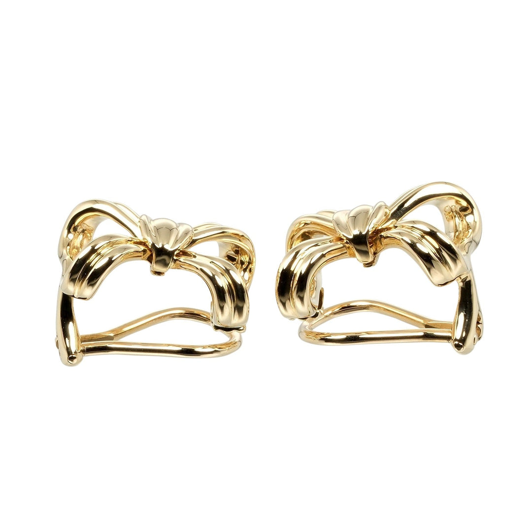 TIFFANY&Co. Earring K18 yellow gold gold vintage ribbon Women Used Authentic
