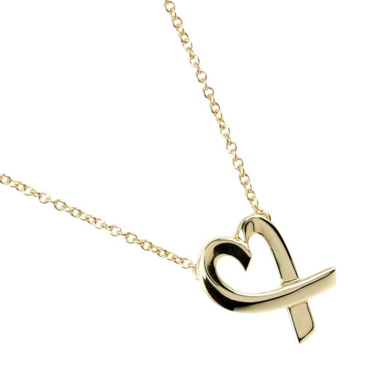 TIFFANY&Co. Necklace K18 yellow gold gold Loving heart Women Used Authentic