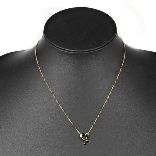 TIFFANY&Co. Necklace K18 yellow gold gold Loving heart Women Used Authentic