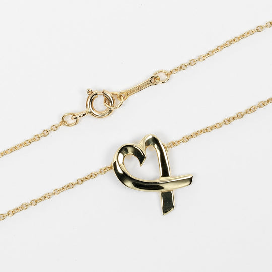 TIFFANY&Co. Necklace K18 yellow gold gold Loving heart Women Used Authentic