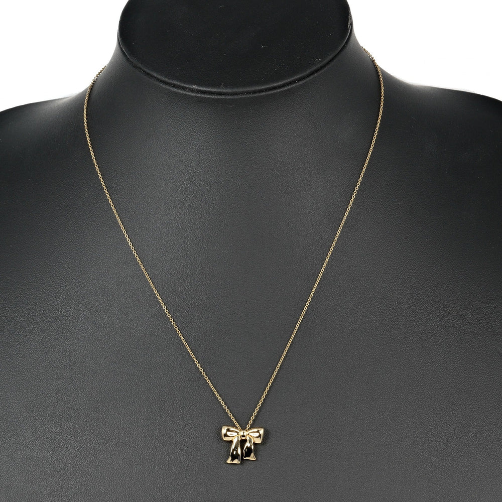 TIFFANY&Co. Necklace K18 yellow gold gold ribbon Women Used Authentic