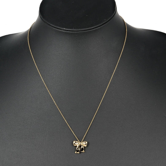 TIFFANY&Co. Necklace K18 yellow gold gold ribbon Women Used Authentic