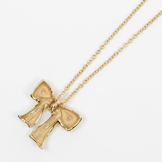 TIFFANY&Co. Necklace K18 yellow gold gold ribbon Women Used Authentic