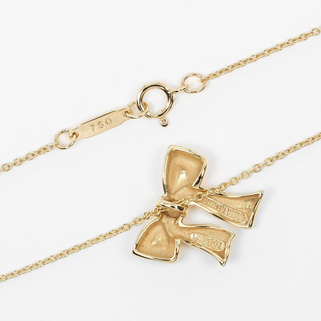 TIFFANY&Co. Necklace K18 yellow gold gold ribbon Women Used Authentic