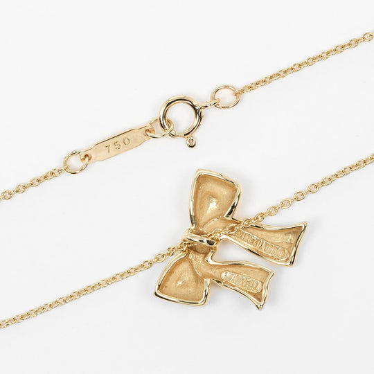 TIFFANY&Co. Necklace K18 yellow gold gold ribbon Women Used Authentic