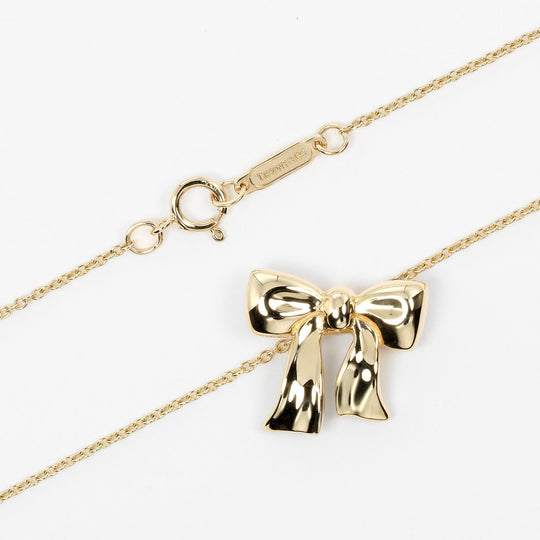 TIFFANY&Co. Necklace K18 yellow gold gold ribbon Women Used Authentic