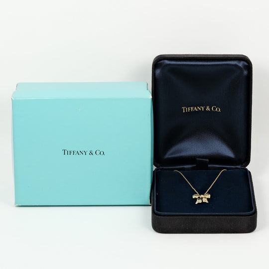 TIFFANY&Co. Necklace K18 yellow gold gold ribbon Women Used Authentic