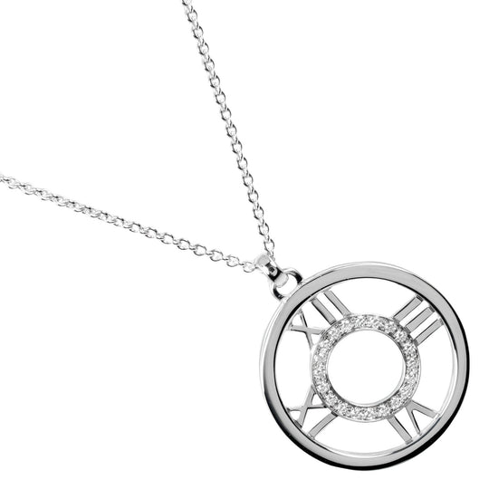 TIFFANY&Co. Necklace K18 White Gold, Diamond Silver Open atlas Women Used Authentic