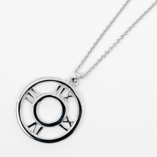 TIFFANY&Co. Necklace K18 White Gold, Diamond Silver Open atlas Women Used Authentic