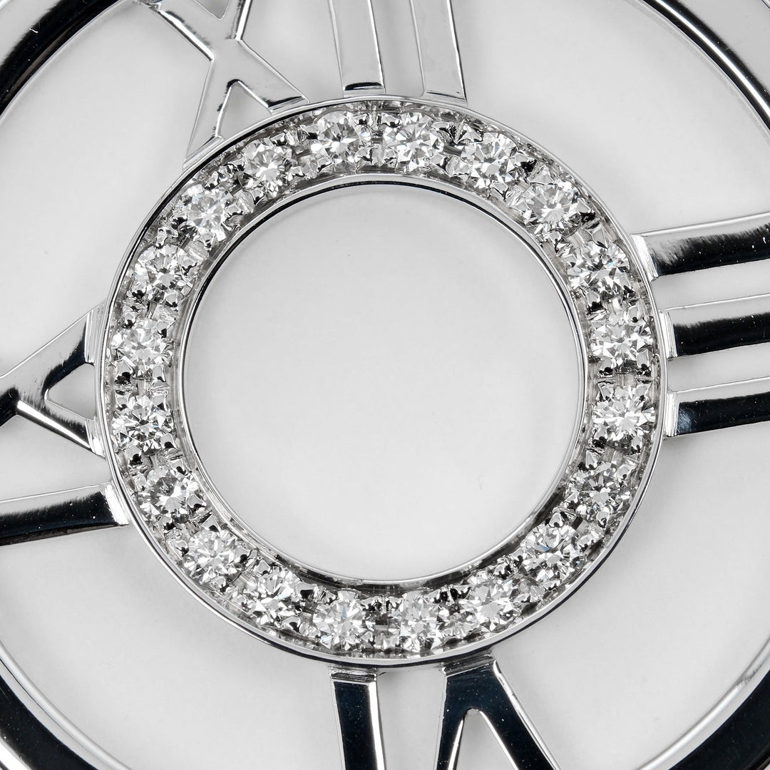TIFFANY&Co. Necklace K18 White Gold, Diamond Silver Open atlas Women Used Authentic