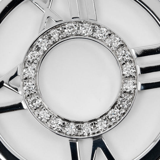 TIFFANY&Co. Necklace K18 White Gold, Diamond Silver Open atlas Women Used Authentic