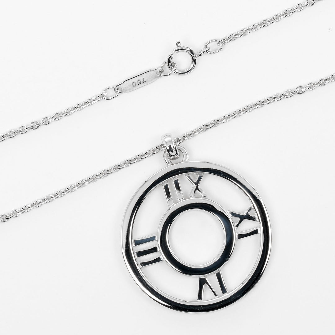 TIFFANY&Co. Necklace K18 White Gold, Diamond Silver Open atlas Women Used Authentic