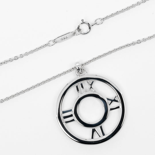 TIFFANY&Co. Necklace K18 White Gold, Diamond Silver Open atlas Women Used Authentic