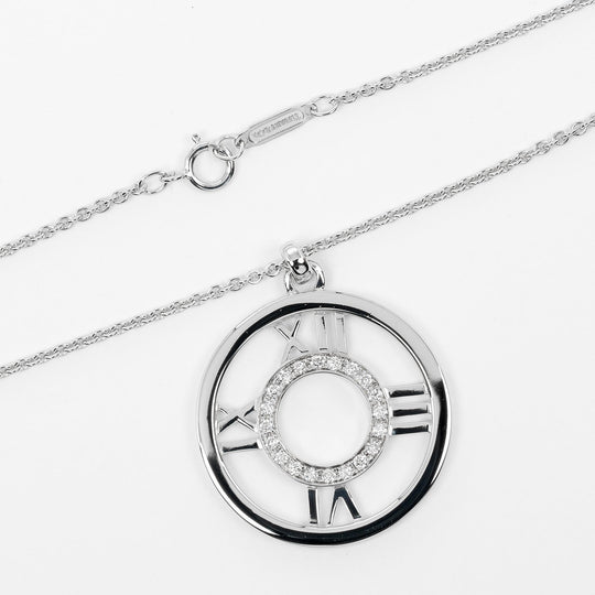 TIFFANY&Co. Necklace K18 White Gold, Diamond Silver Open atlas Women Used Authentic