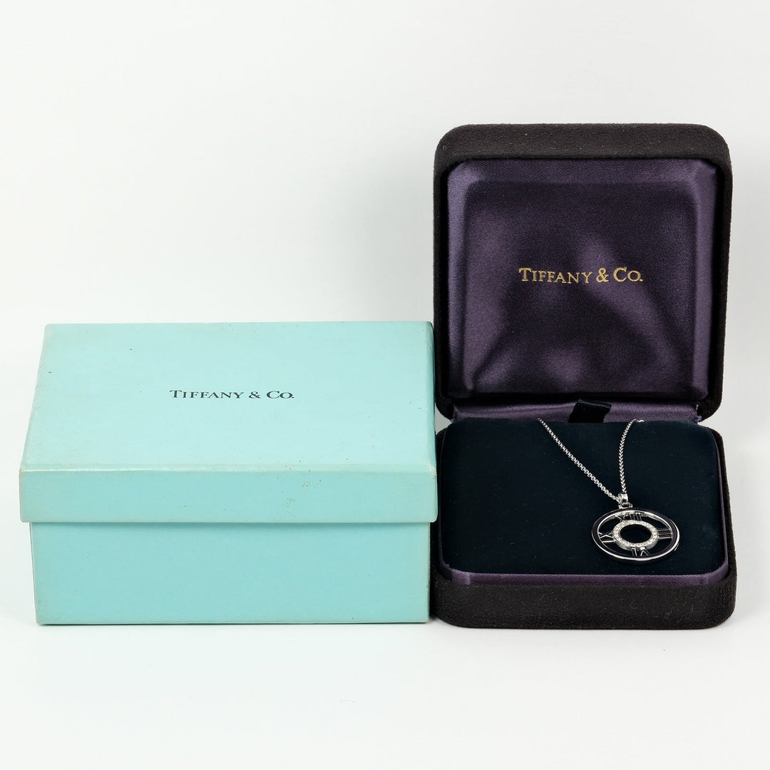 TIFFANY&Co. Necklace K18 White Gold, Diamond Silver Open atlas Women Used Authentic