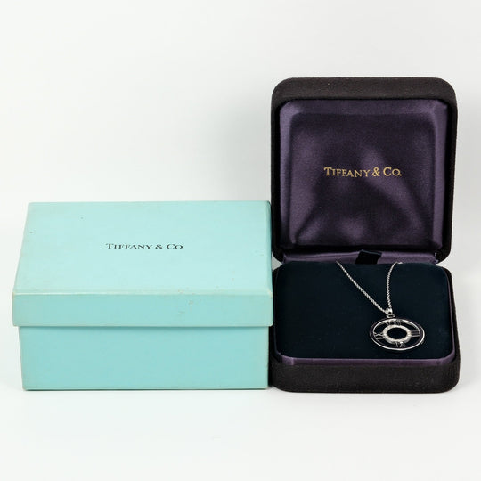 TIFFANY&Co. Necklace K18 White Gold, Diamond Silver Open atlas Women Used Authentic