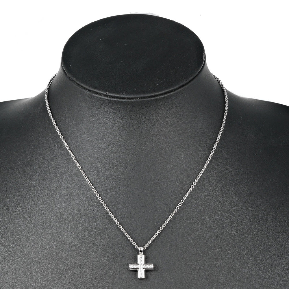 BVLGARI Necklace K18 white gold Silver greek cross Women Used Authentic