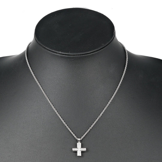BVLGARI Necklace K18 white gold Silver greek cross Women Used Authentic