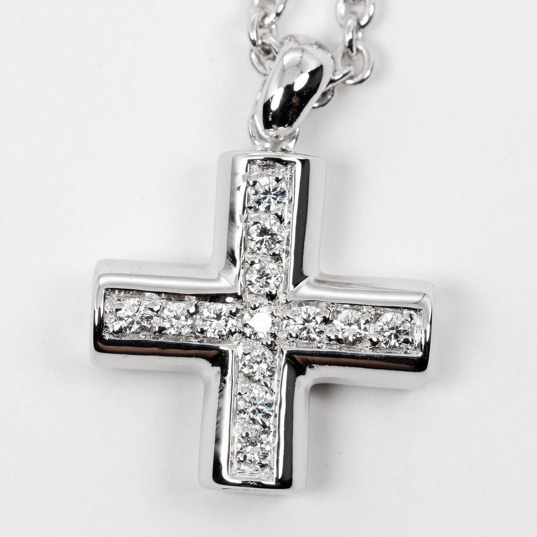 BVLGARI Necklace K18 white gold Silver greek cross Women Used Authentic