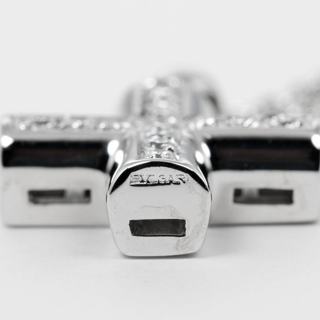 BVLGARI Necklace K18 white gold Silver greek cross Women Used Authentic
