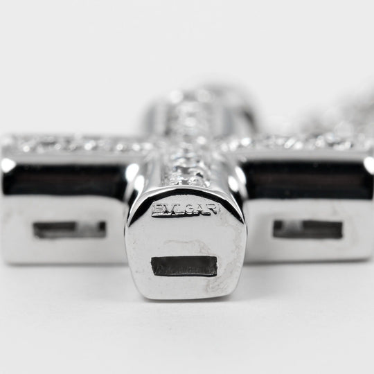 BVLGARI Necklace K18 white gold Silver greek cross Women Used Authentic