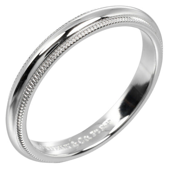 TIFFANY&Co. Ring Pt950Platinum Silver 0.1" band Gathered Milgrain Women Used Authentic
