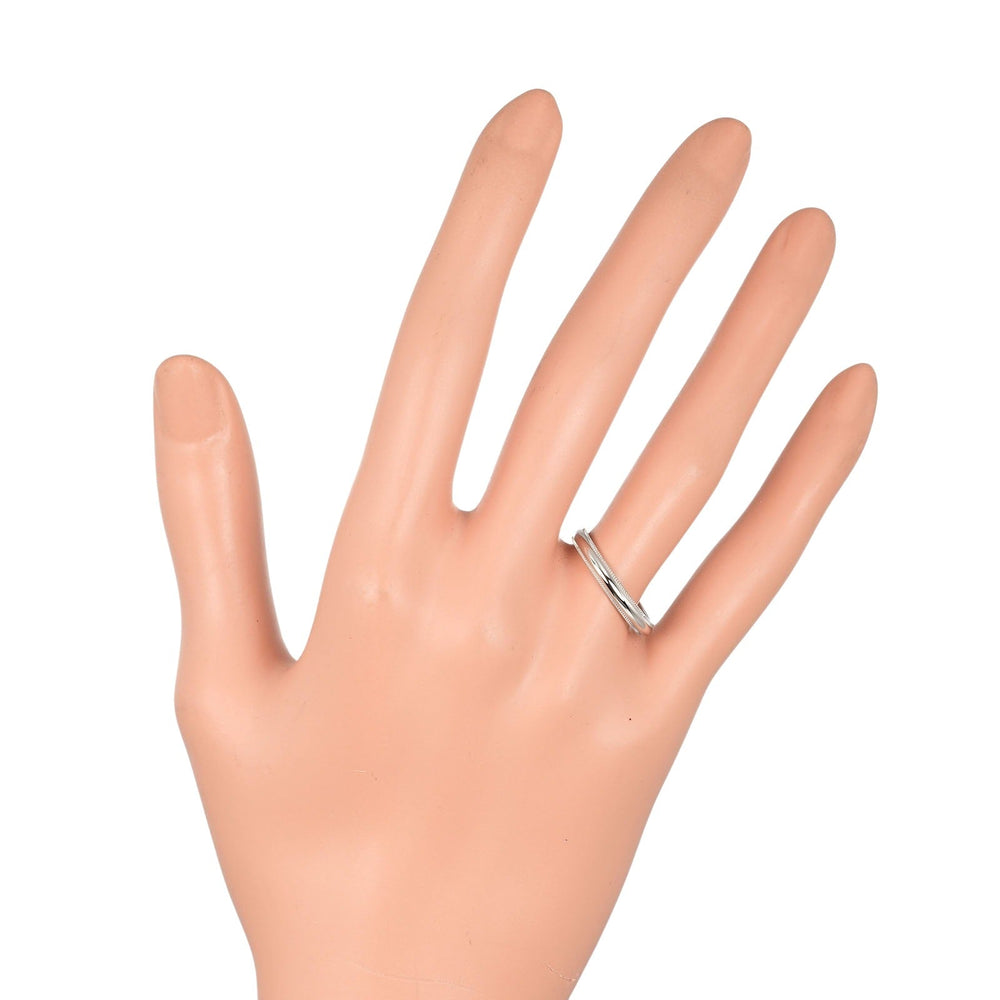 TIFFANY&Co. Ring Pt950Platinum Silver 0.1" band Gathered Milgrain Women Used Authentic