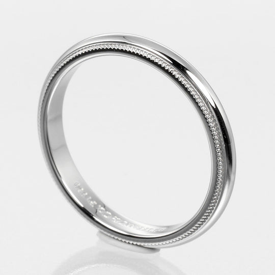 TIFFANY&Co. Ring Pt950Platinum Silver 0.1" band Gathered Milgrain Women Used Authentic