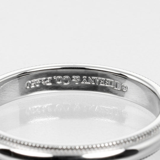 TIFFANY&Co. Ring Pt950Platinum Silver 0.1" band Gathered Milgrain Women Used Authentic