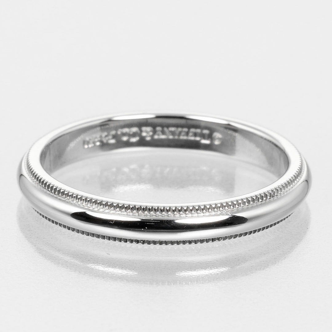 TIFFANY&Co. Ring Pt950Platinum Silver 0.1" band Gathered Milgrain Women Used Authentic