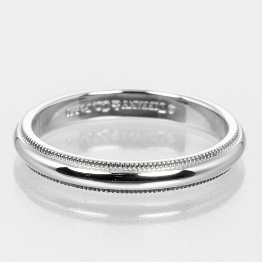 TIFFANY&Co. Ring Pt950Platinum Silver 0.1" band Gathered Milgrain Women Used Authentic
