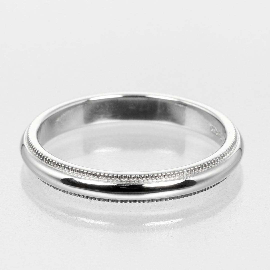 TIFFANY&Co. Ring Pt950Platinum Silver 0.1" band Gathered Milgrain Women Used Authentic