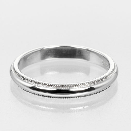 TIFFANY&Co. Ring Pt950Platinum Silver 0.1" band Gathered Milgrain Women Used Authentic