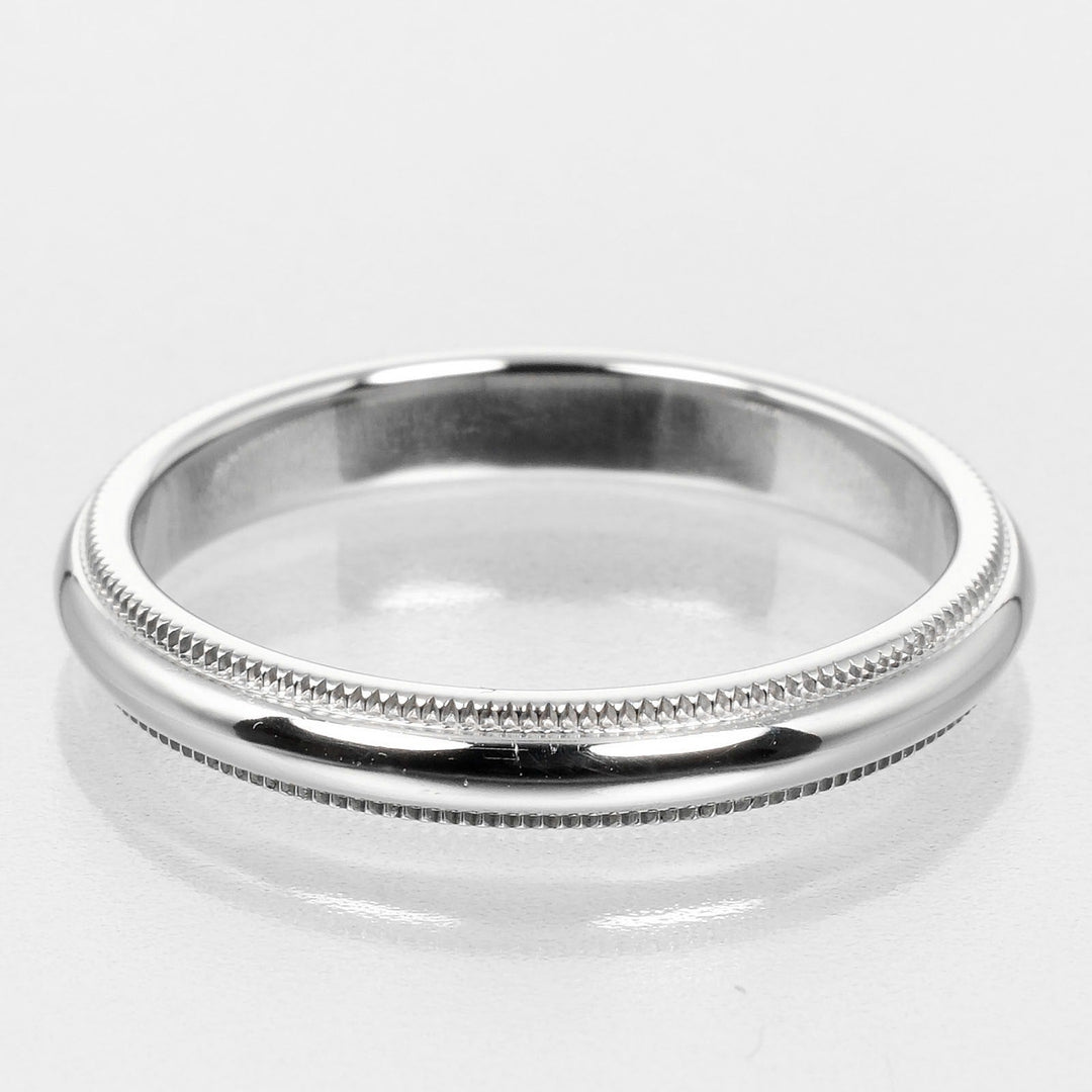 TIFFANY&Co. Ring Pt950Platinum Silver 0.1" band Gathered Milgrain Women Used Authentic