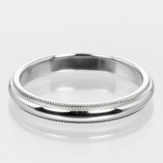 TIFFANY&Co. Ring Pt950Platinum Silver 0.1" band Gathered Milgrain Women Used Authentic