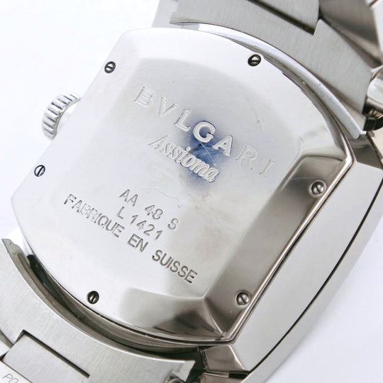 BVLGARI Watches Mechanical Automatic AA48S Stainless Steel Silver Assioma Navy dial mens Used Authentic