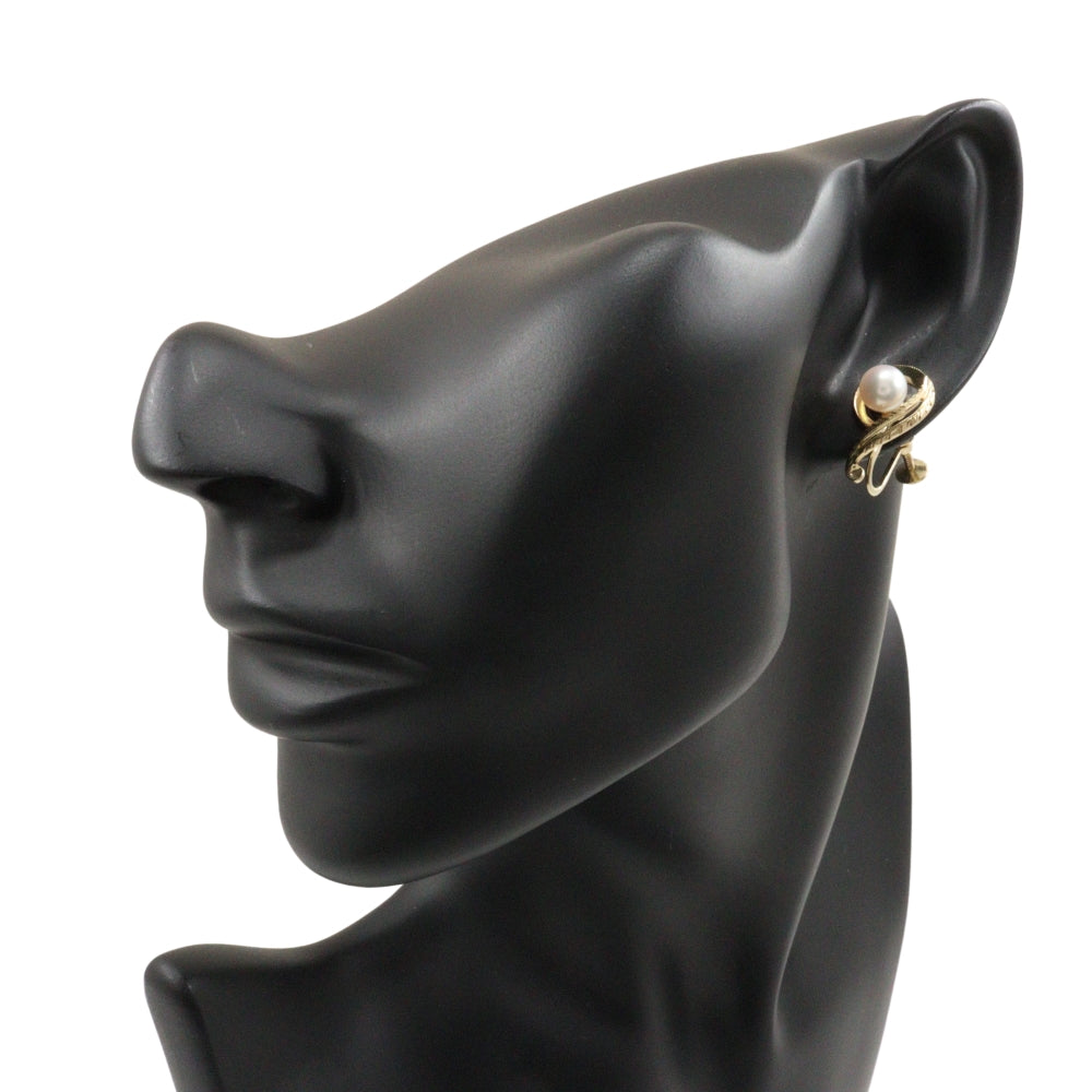 MIKIMOTO Earring K14 Yellow Gold, Pearl gold Pearl Women Used Authentic