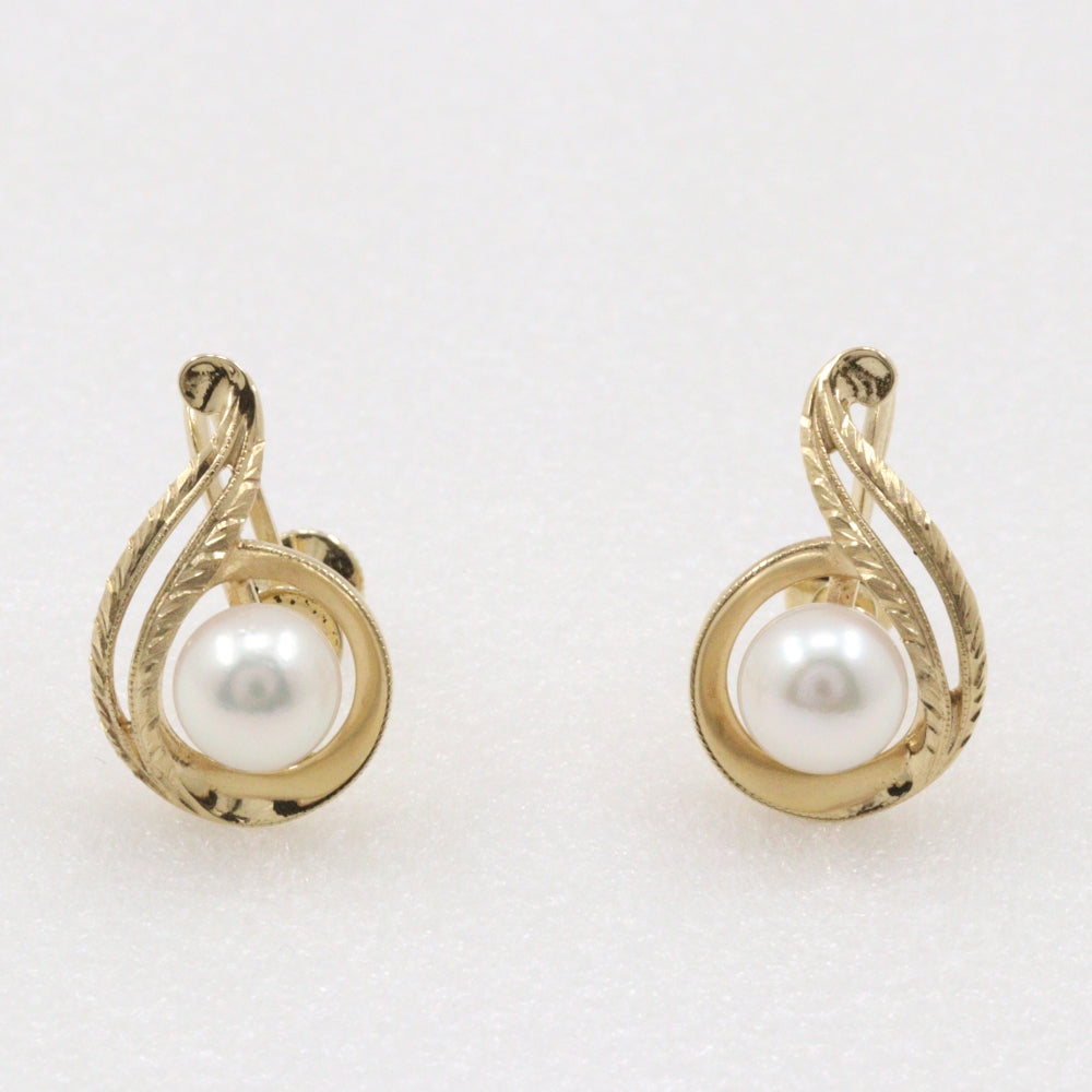 MIKIMOTO Earring K14 Yellow Gold, Pearl gold Pearl Women Used Authentic