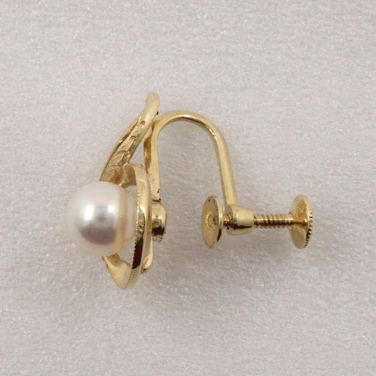 MIKIMOTO Earring K14 Yellow Gold, Pearl gold Pearl Women Used Authentic